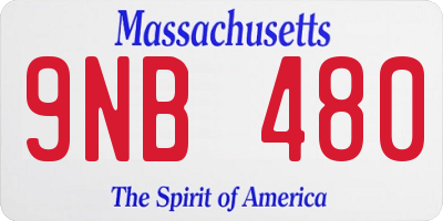 MA license plate 9NB480