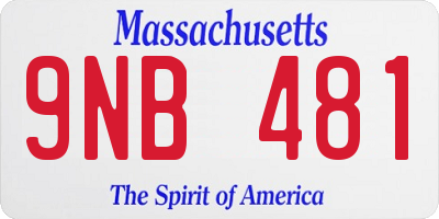 MA license plate 9NB481