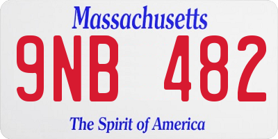 MA license plate 9NB482