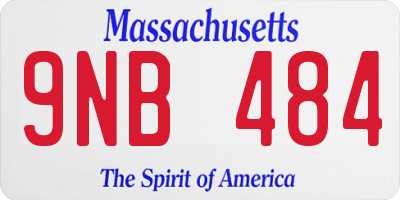 MA license plate 9NB484