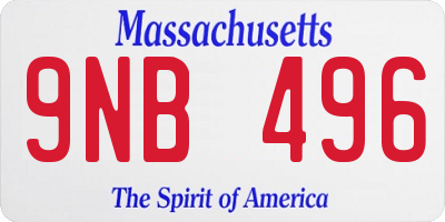 MA license plate 9NB496