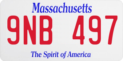 MA license plate 9NB497