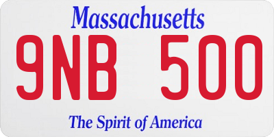 MA license plate 9NB500