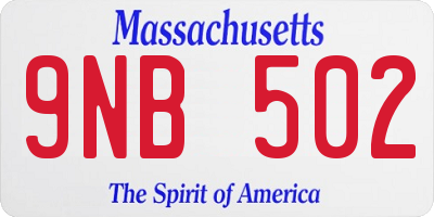 MA license plate 9NB502
