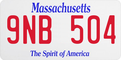 MA license plate 9NB504