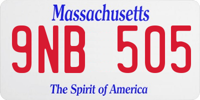 MA license plate 9NB505