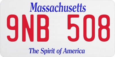 MA license plate 9NB508