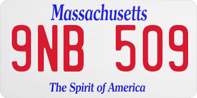 MA license plate 9NB509