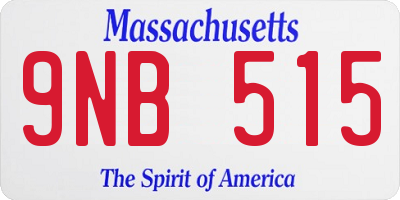 MA license plate 9NB515