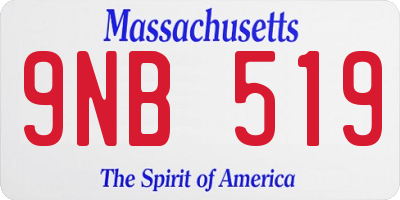 MA license plate 9NB519