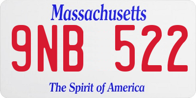 MA license plate 9NB522
