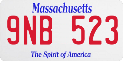 MA license plate 9NB523