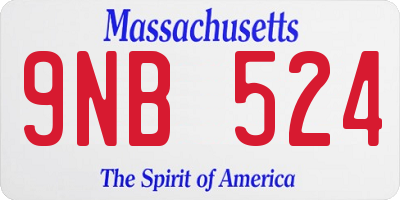 MA license plate 9NB524