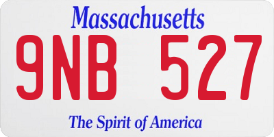MA license plate 9NB527