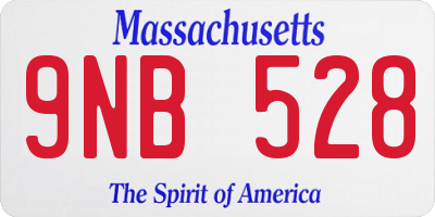 MA license plate 9NB528
