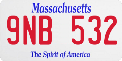 MA license plate 9NB532