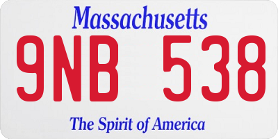 MA license plate 9NB538