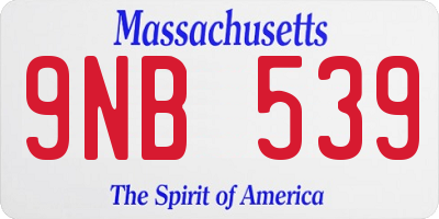 MA license plate 9NB539