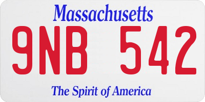MA license plate 9NB542
