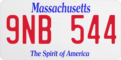 MA license plate 9NB544