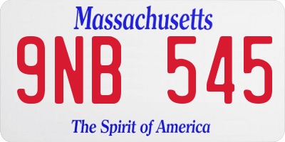 MA license plate 9NB545