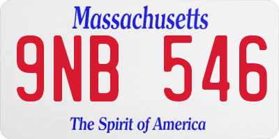 MA license plate 9NB546