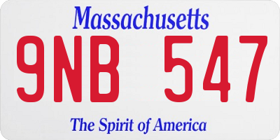 MA license plate 9NB547