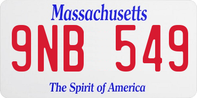 MA license plate 9NB549