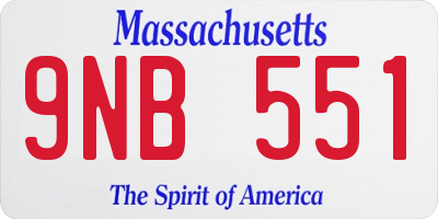 MA license plate 9NB551