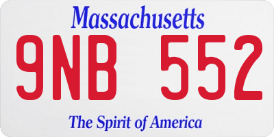 MA license plate 9NB552