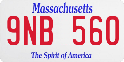 MA license plate 9NB560