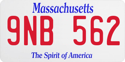 MA license plate 9NB562