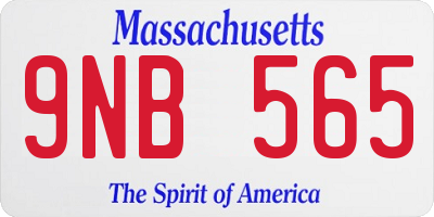 MA license plate 9NB565