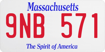 MA license plate 9NB571