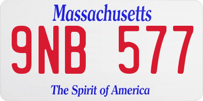 MA license plate 9NB577