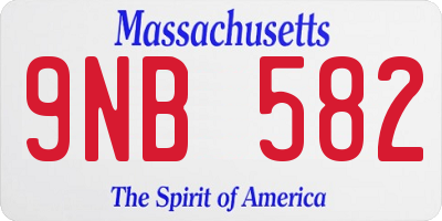 MA license plate 9NB582