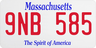 MA license plate 9NB585