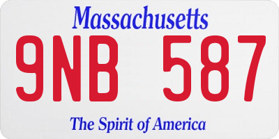 MA license plate 9NB587