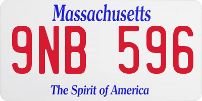 MA license plate 9NB596