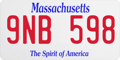 MA license plate 9NB598