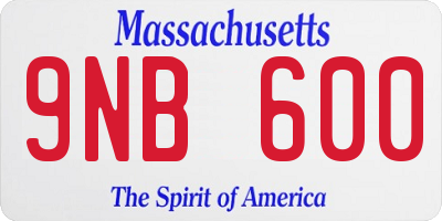 MA license plate 9NB600