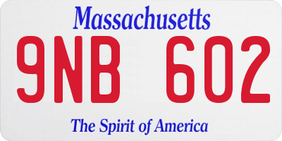 MA license plate 9NB602
