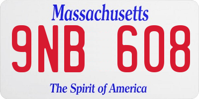 MA license plate 9NB608