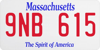 MA license plate 9NB615
