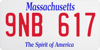MA license plate 9NB617