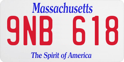 MA license plate 9NB618