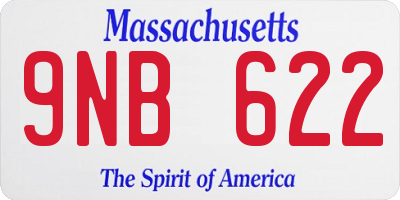 MA license plate 9NB622