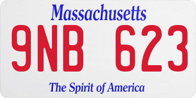 MA license plate 9NB623