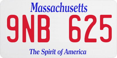 MA license plate 9NB625
