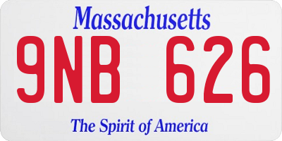 MA license plate 9NB626
